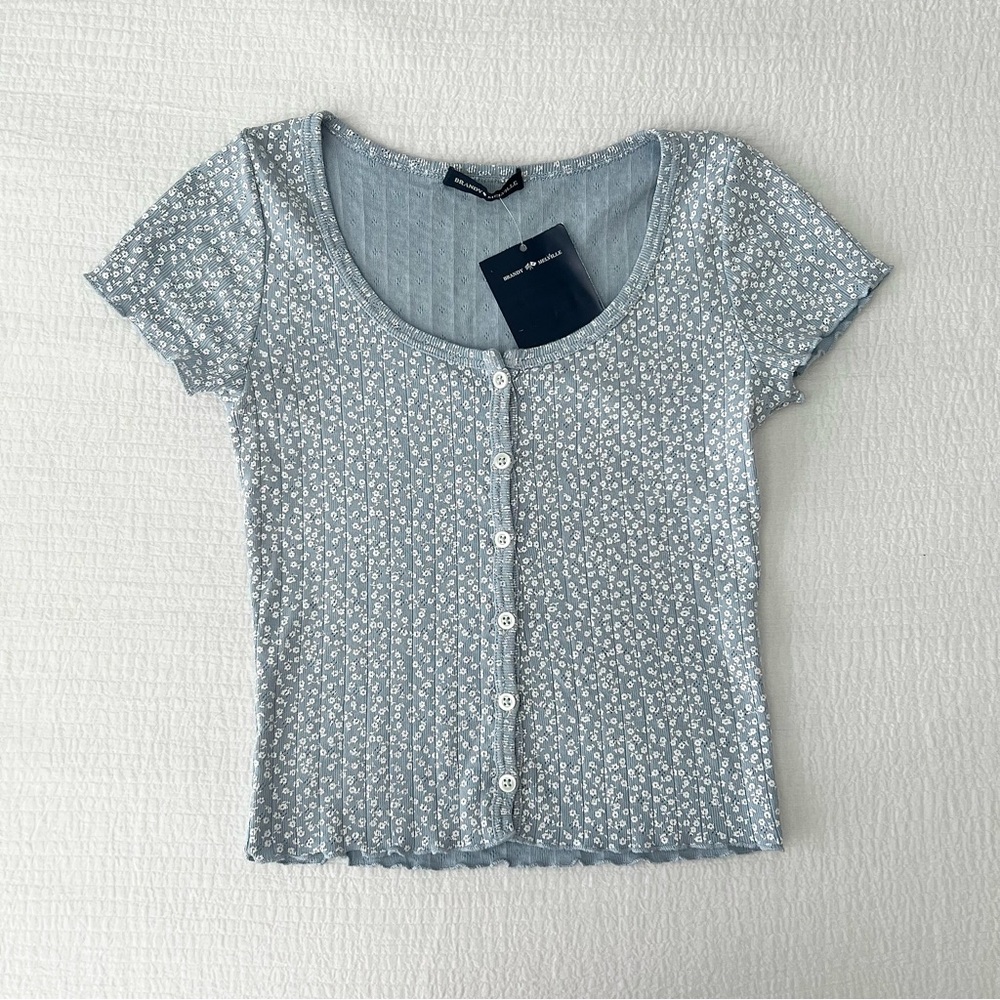 Brandy Melville Floral Button Top